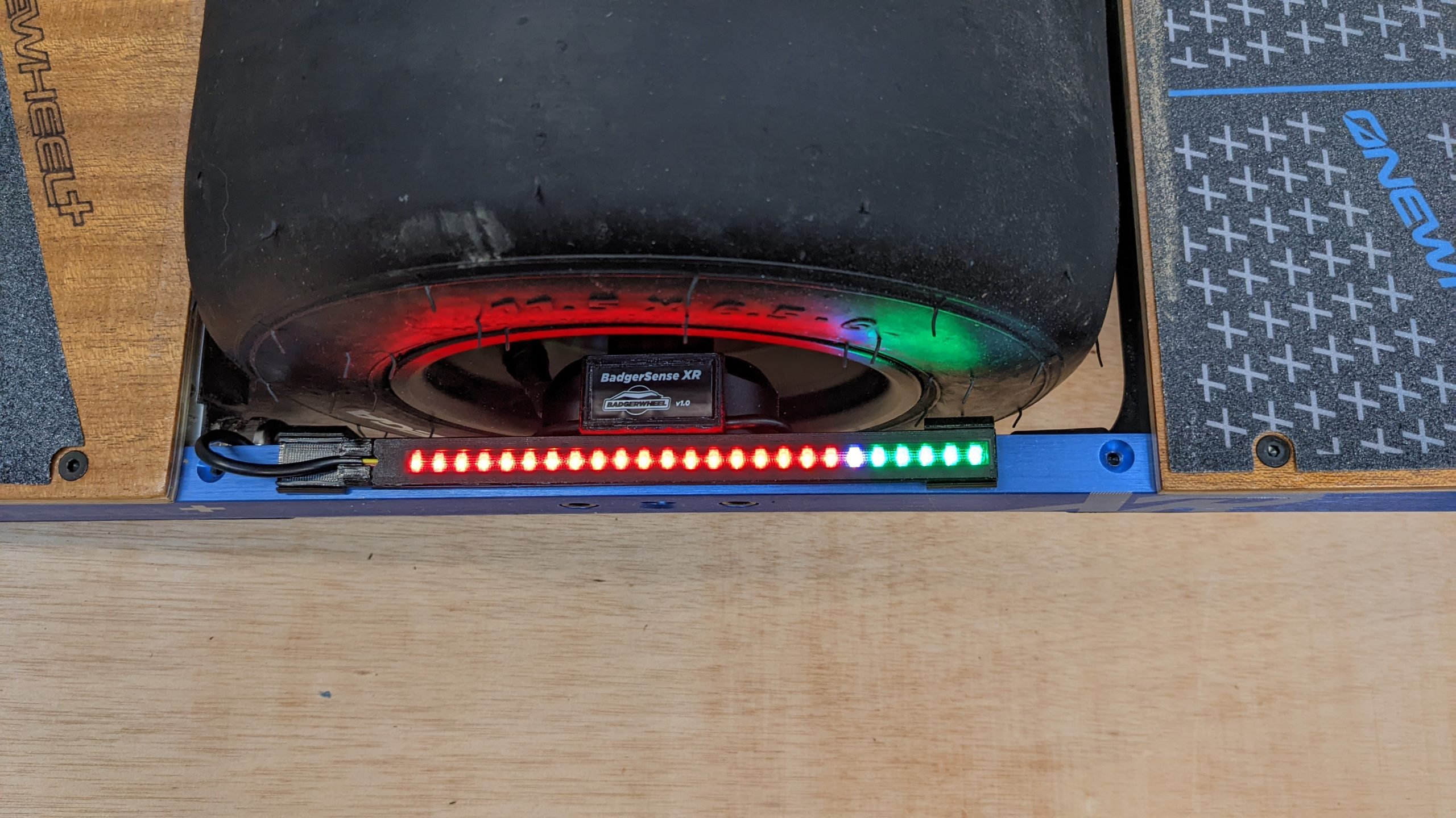 BadgerSense LED light bar shows high motor usage approaching nosedive