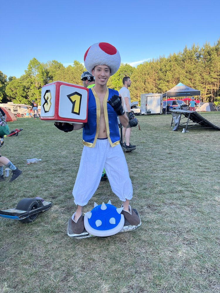 Costume contest winner dressed as Toad from Mario Kart